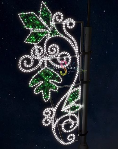 Светодиодная консоль "Зеленые лилии", 200х87 см, белая, зеленая