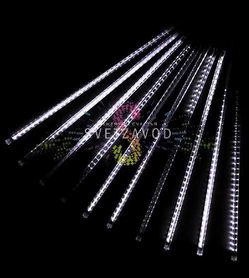 Гирлянда Тающие сосульки, белая, 10х80см, шлейф 10м, 12В, 720LED, IP65, с блоком питания, Rich Led