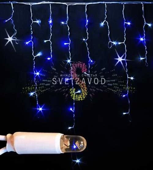 Светодиодная бахрома Айсикл, 3х0,9м, мерцающая, 220В, синяя+белая, белый ПВХ, IP65, Rich Led
