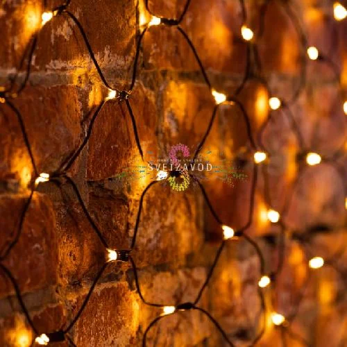 Сетка светодиодная, 1х1,5м, теплый белый, 160 LED, черный ПВХ, IP65, с контроллером, Neon-Night