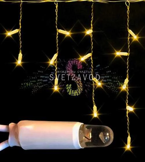 Светодиодная бахрома Айсикл, 3х0,5м, фиксинг, 220В, желтая, прозрачный ПВХ, IP65, Rich Led