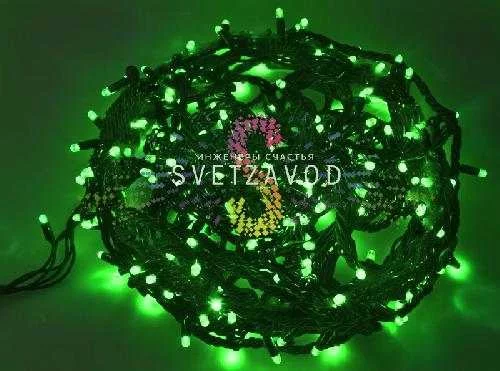 Гирлянда-нить Твинкл Лайт, 220В, чейзинг, зеленая, 20м, черный ПВХ, IP54, контроллер в комплекте