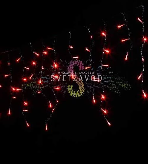 Светодиодная бахрома Айсикл, 3х0,5м, фиксинг, 220В, красная, черный ПВХ, IP54, Rich Led