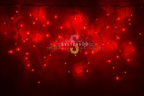 Светодиодная бахрома Айсикл, 3,2х0,82м, с контроллером, 220В, красная, черный ПВХ, IP65