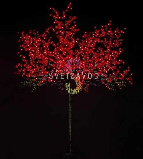 Светодиодное дерево Сакура, 2,5 м, Ø2 м, красное, 24B, 1728LED, IP65