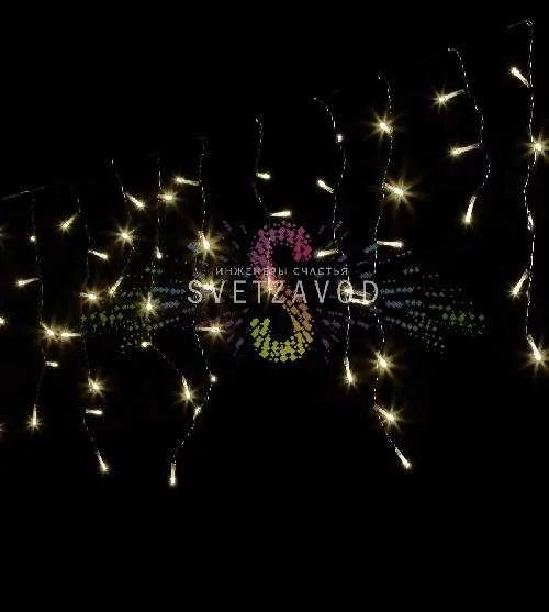 Светодиодная бахрома Айсикл, 3х0,5м, фиксинг, 220В, теплая белая, черный ПВХ, IP54, Rich Led