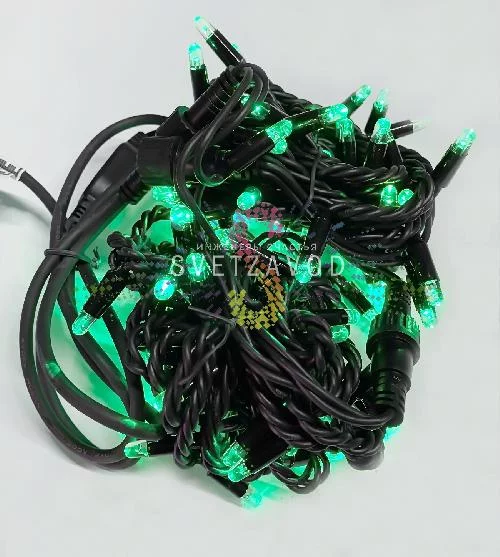 Гирлянда-нить Стринг Лайт, 24В, мерцающая, зеленая, 10м, черный каучук, IP65 Гирлянда-нить Стринг Лайт, 24В, мерцающая, зеленая, 10м, черный каучук, IP65