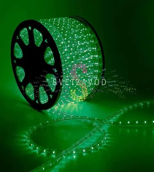 Светодиодный дюралайт, Ø 13мм, 12В, 2W, 36 led/м, фиксинг, зеленый, 100м Светодиодный дюралайт, Ø 13мм, 12В, 2W, 36 led/м, фиксинг, зеленый, 100м