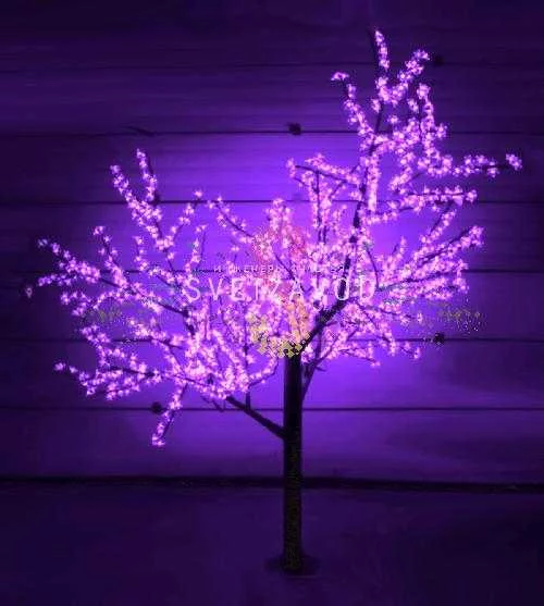 Светодиодное дерево Сакура, 2,5 м, Ø2 м, фиолетовое, 24B, 1728LED, IP54
