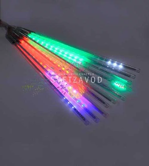 Гирлянда Тающие сосульки строб, мульти RGBY, 10х50см, шлейф 4,5м, 7В, 480LED, IP65, с блоком питания Гирлянда Тающие сосульки строб, мульти RGBY, 10х50см, шлейф 4,5м, 7В, 480LED, IP65, с блоком питания