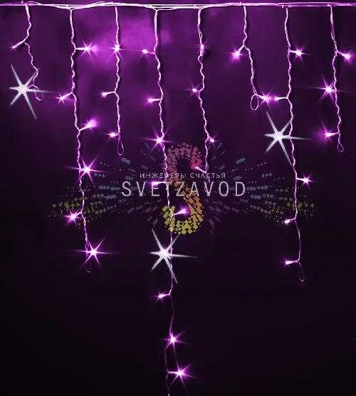 Светодиодная бахрома Айсикл, 3х0,9м, мерцающая, 220В, розовая, прозрачный ПВХ, IP54, Rich Led