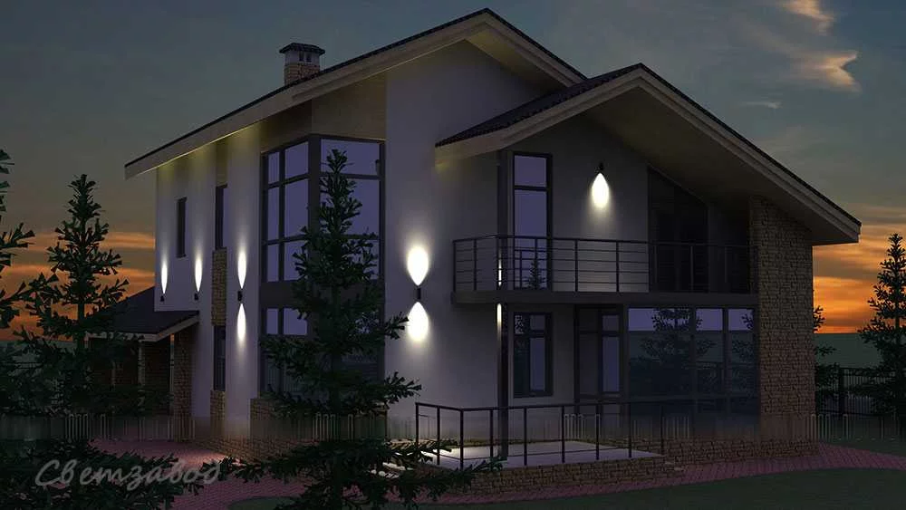 Архитектурная подсветка фасада прожекторами