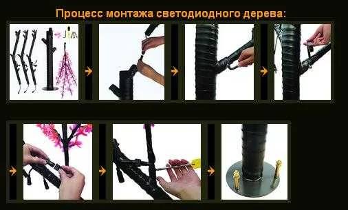 Световое решение - светодиодное дерево Сакура Процесс сборки светодиодного дерева Сакура