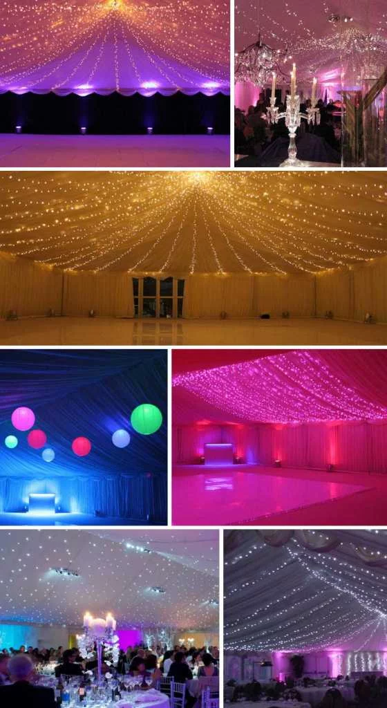 Декор потолка шатра в виде звездного неба