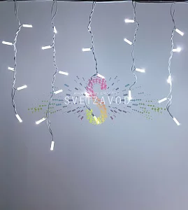 Светодиодная бахрома Айсикл, 4,8х0,6м, фиксинг, 220В, белая, белый каучук, IP65, без блока