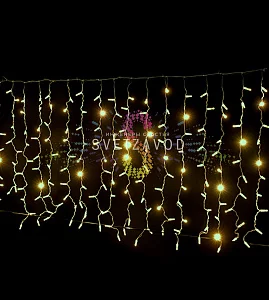 Светодиодный дождь 2х1м, теплый белый, фиксинг, белый ПВХ, 220В, IP65, Rich Led