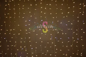 Светодиодный дождь 2х3м, теплый белый, мерцающий, WF, прозрачный ПВХ, 220В, IP44