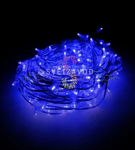 Клип Лайт 12В, мерцающий, ВF, синий, 200 LED, 30м, прозр ПВХ, с колпачком и трансформатором, IP64