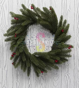 Рождественский еловый венок с ягодами, Ø45см, ветки литые, Neon-Night