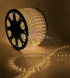 Светодиодный дюралайт, Ø 13мм, 12В, 2W, 36 led/м, фиксинг, теплый белый, 100м