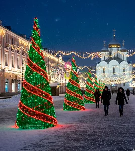 Светодиодная ёлка "Конус" 210х80 см, 24В, зеленая, красная