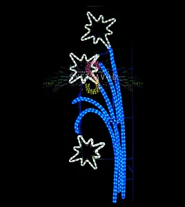 Светодиодная консоль "Букет белых звезд" 120х40 см, белая, синяя