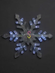 Светодиодная снежинка акриловая, 58см, белая, с контроллером, 24В, IP65