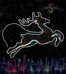 Светодиодное панно «Летающий олень» 230х180 см белое, желтое