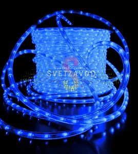 Светодиодный дюралайт, Ø 13мм, 220В, 2W, 36 led/м, фиксинг, синий, шаг 2м, 100м