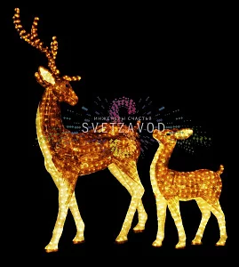 Акриловые фигуры 3D Благородные олени, 2 фигуры, коричневые, 24В, с трансформатором