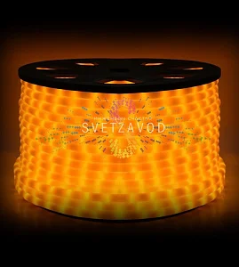 Светодиодный дюралайт, Ø 13мм, 220В, 2W, 36 led/м, фиксинг, желтый, шаг 1м, 100м, молочный, Rich Led