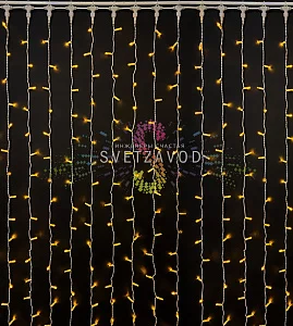 Светодиодный дождь 2х6м, желтый, мерцающий, WF, белый ПВХ, 220В, IP65, Rich Led
