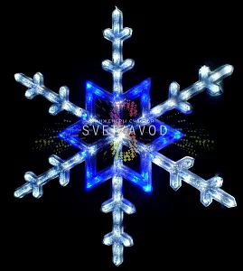 Светодиодная Снежинка, 97см, синяя+белая, фиксинг, 12В, IP54