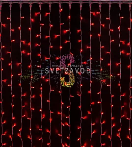 Светодиодный дождь 2х3м, красный, фиксинг, белый ПВХ, 220В, IP65, Rich Led