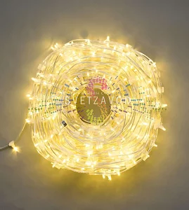 Клип Лайт 12В, фиксинг, теплый белый, 666 LED, 100м, прозрачный ПВХ, IP64