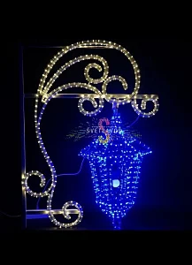 Светодиодная объемная консоль "Фонари Монмартра", 100х78х27 см, теплый белый, синий