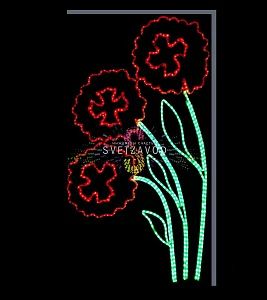 светодиодная консоль к 9 мая "Гвоздики" 150х70 см