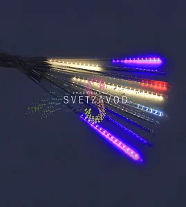 Гирлянда Тающие сосульки, мульти RGBY, 10х50см, шлейф 4,5м, 12В, 540LED, IP65, с блоком питания