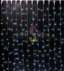 Светодиодный дождь Водопад, 3х2м, белый, чейзинг, прозрачный ПВХ, 24В, IP54, Rich Led