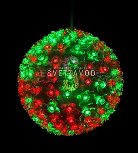 Уникальное световое украшение для праздника - скидка сегодня! Светодиодный шар из цветков Сакуры Ø 22 см, красный+зеленый, 220В, IP65