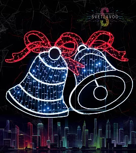 Светодиодное панно «Колокольчики» 230х160см, белое, синее, красное