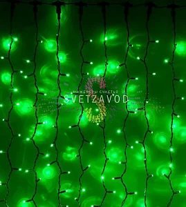 Светодиодный дождь 2х6м, зеленый, мерцающий, GF, черный ПВХ, 220В, IP65