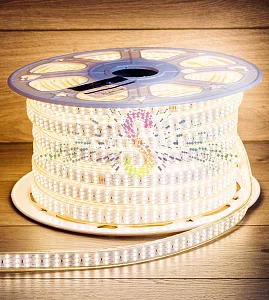 Светодиодная лента Тейп Лайт 276SMD2835, 220В, 20х7,5мм, теплая белая, IP67, 50м, Neon-Night