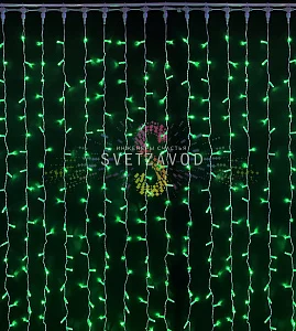Светодиодный дождь 2х3м, зеленый, фиксинг, белый ПВХ, 220B, IP65, Rich Led