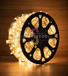 Клип Лайт 12В, фиксинг, теплый белый, 665 LED, 100м, прозрачный ПВХ, IP65, Neon-Night