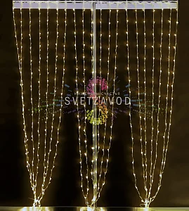 Светодиодный дождь Водопад, 2х3м, теплый белый, чейзинг, прозрачный ПВХ, 220В, IP54, Rich Led