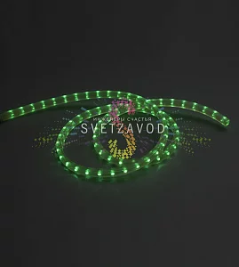 Светодиодный дюралайт, 13,5х15,5мм, 220В, 2W, 36 led/м, фиксинг, зеленый, 100м