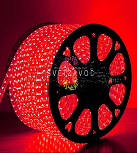 Светодиодная лента Тейп Лайт 60SMD5050, 220В, 13х8мм, красная, IP67, 100м, Neon-Night