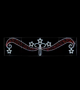 Светодиодная перетяжка "Звезды на красной ленте" 400х100 см, белая, красная