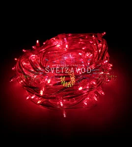 Клип Лайт 12В, мерцающий, RF, красный, 200 LED, 30м, прозр ПВХ, с колпачком и трансформатором, IP64